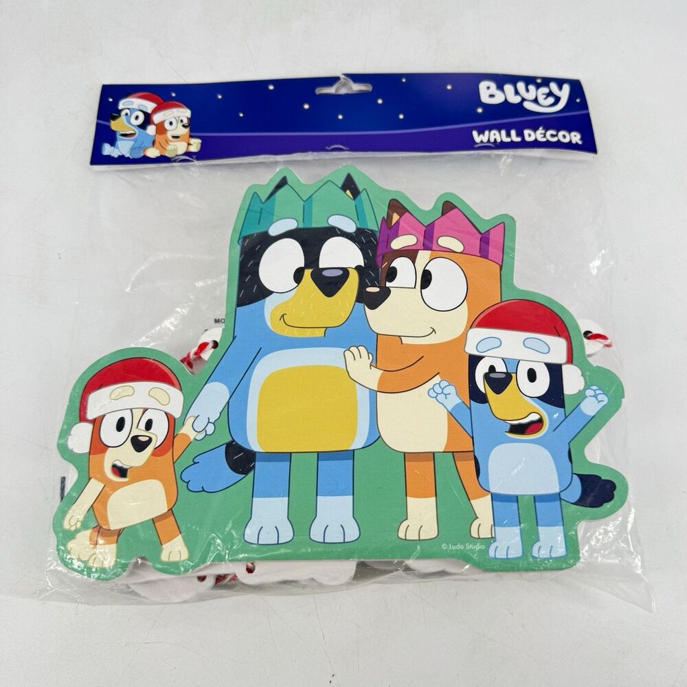 Bluey Christmas Wall Decor Garland Banner Bingo Bandit Chilli Holiday Party New